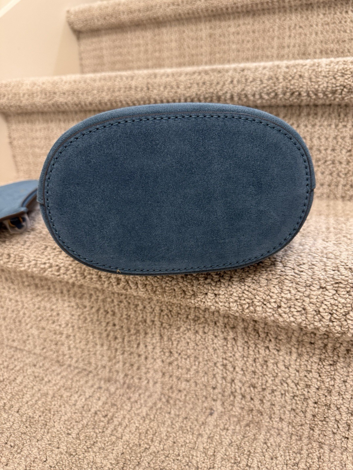 NWT COACH Sealed Bleecker Bucket Bag 21 X-body Brass/Sea Blue Suede CCW84 +Pouch