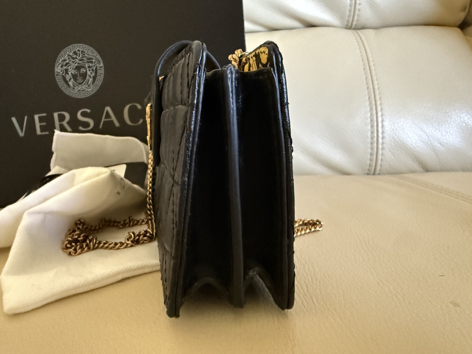 Versace Virtus Mini Bag In Black Quilted Leather new