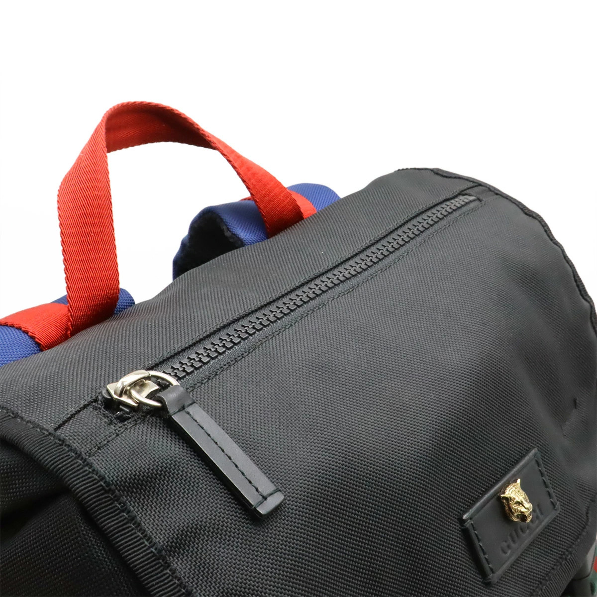 Gucci Tech Canvas Backpack Cat Head Leather Mesh Black Navy Red Green #BLB1654