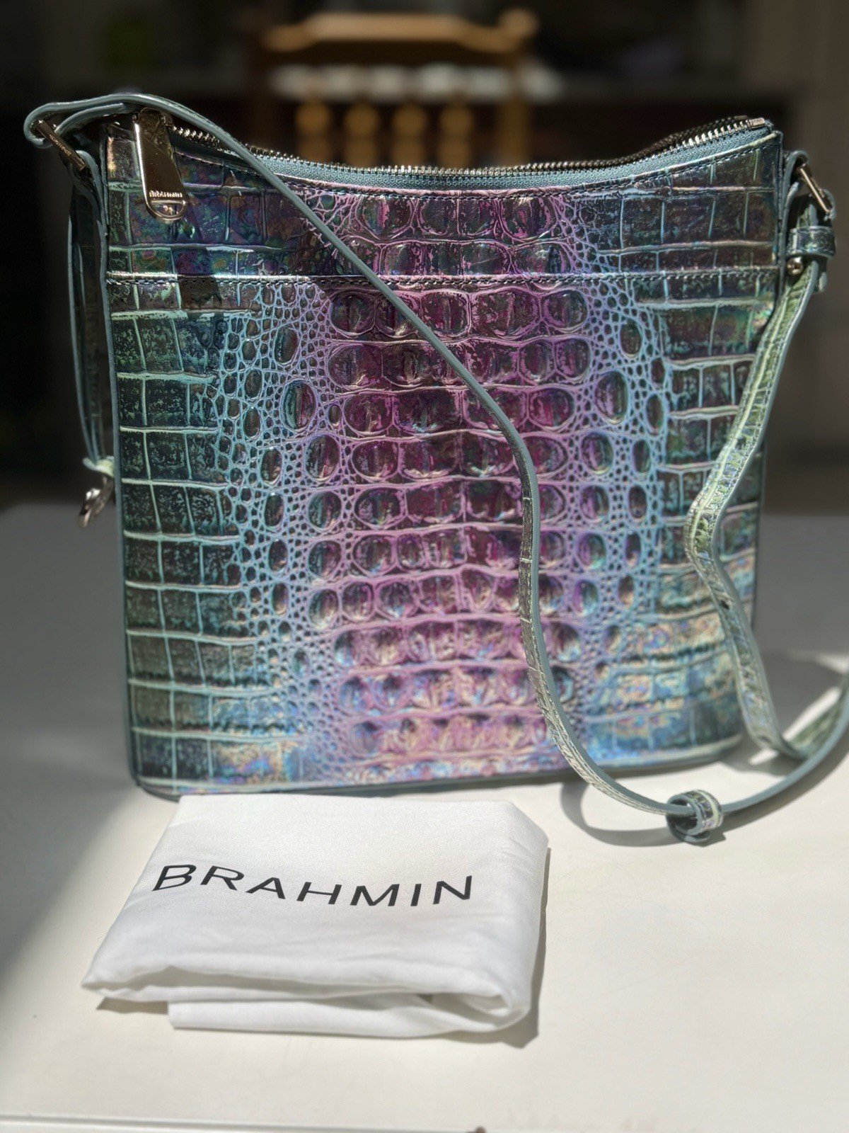 💜🩷🩵 Brahmin VISIONARY DELPHINE, Highly Iridescent Katie, EUC Fabulous!!