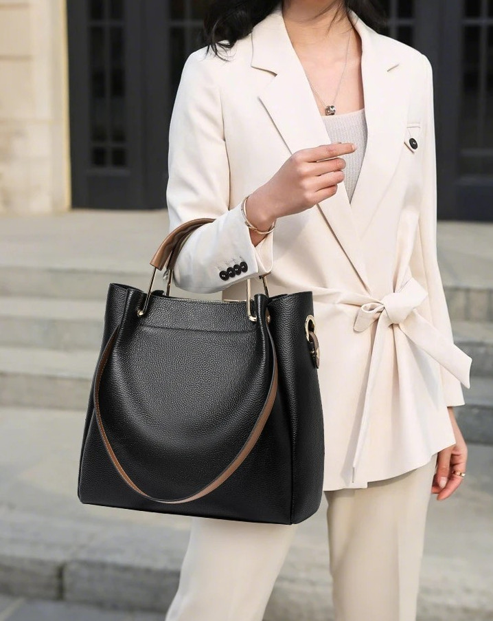 Genuine Cowhide Leather Tote Bag Women Large Shoulder Bag Handbag purse