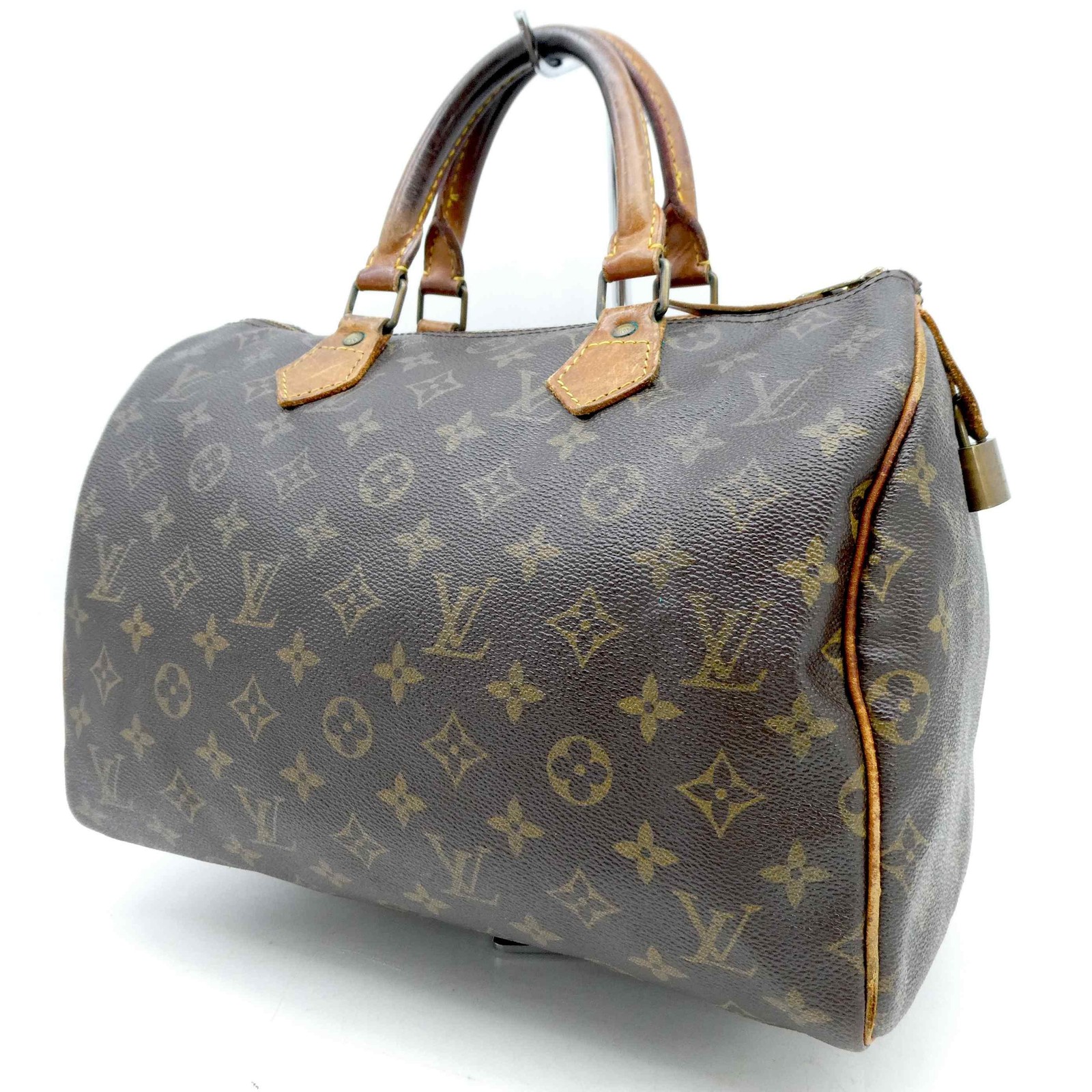 LOUIS VUITTON Speedy 30 M41526 Monogram Shoulder Hand Bag PVC Padlock 1035