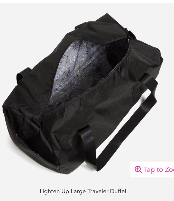 Vera Bradley Lighten up Travel Duffel Bag Blk🆕MSRP 129$ 22/11/11 InchFreeShip