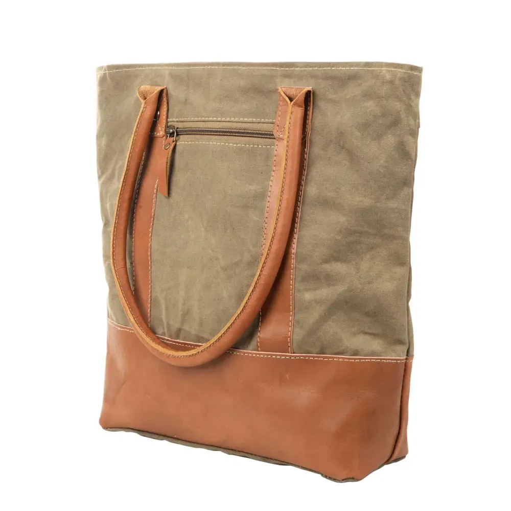 Clea Ray Canvas Plain Canvas Tote with Leather