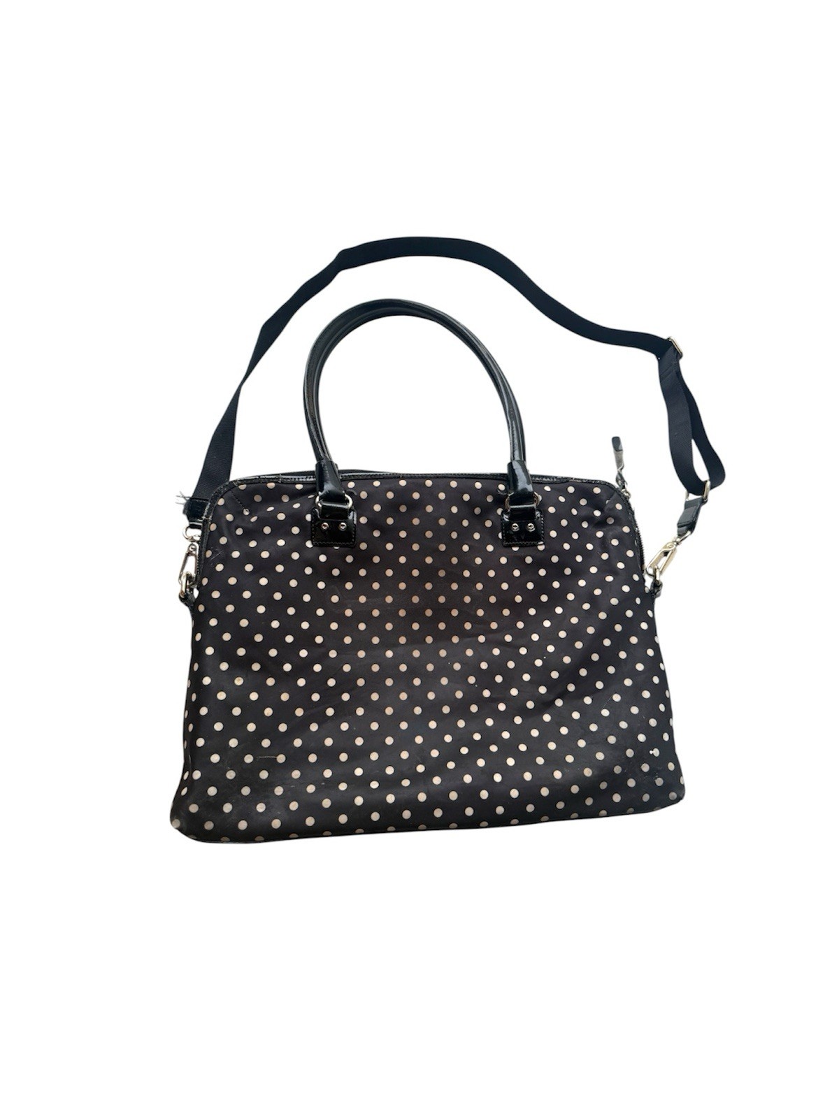 Kate Spade Calista Laptop Bag Black White Polka Dots Red Lining 15×12