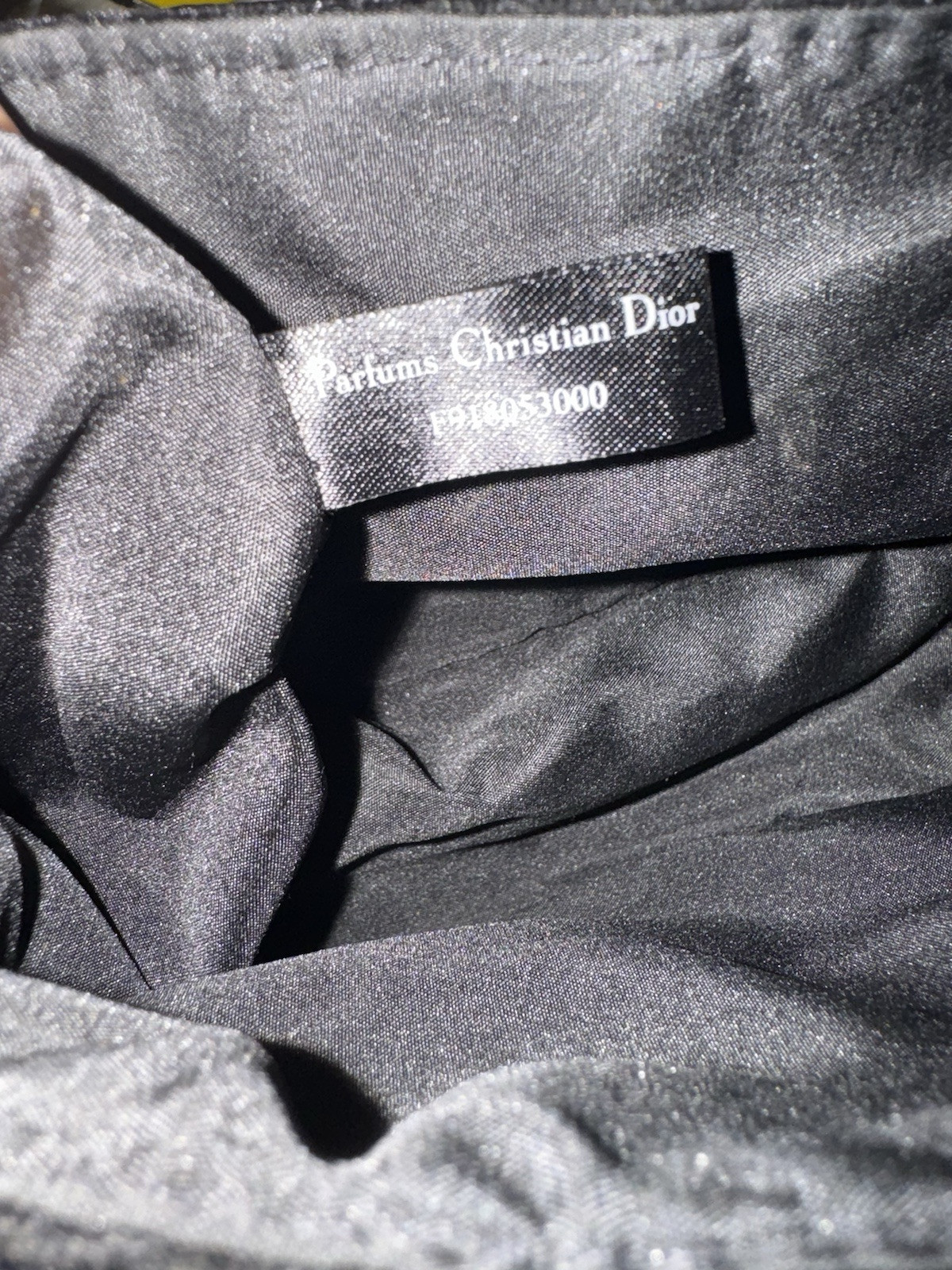 Vtg Authentic Dior Parfums Bag Black Velvet GoldTone Trim Clean 4″Wx9″Lx5 1/2″H