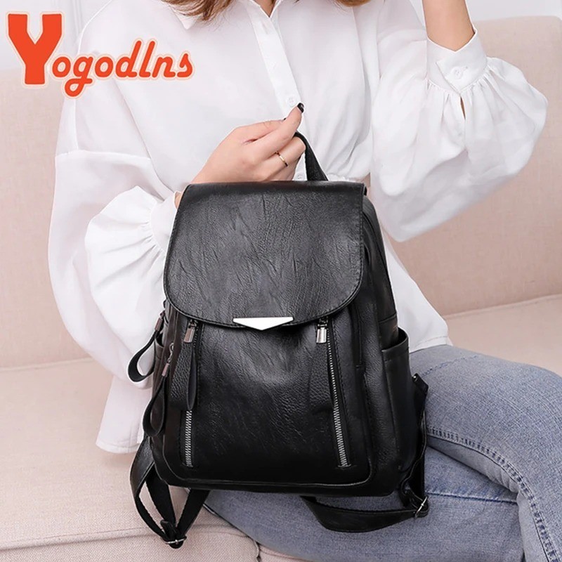 Anti-theft Soft Leather Backpack Women Vintage Shoulder Bag Ladies High Capacity