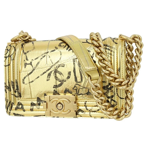 CHANEL Chain Shoulder Bag Boy Chanel Calfskin A67085 Gold 2WAY Women Used