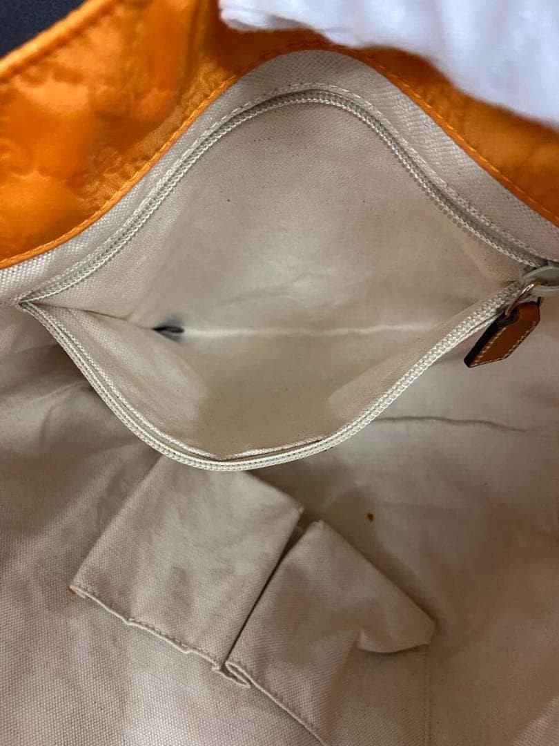 GUCCI GG Pattern Nylon Canvas Leather Tote Bag Orange