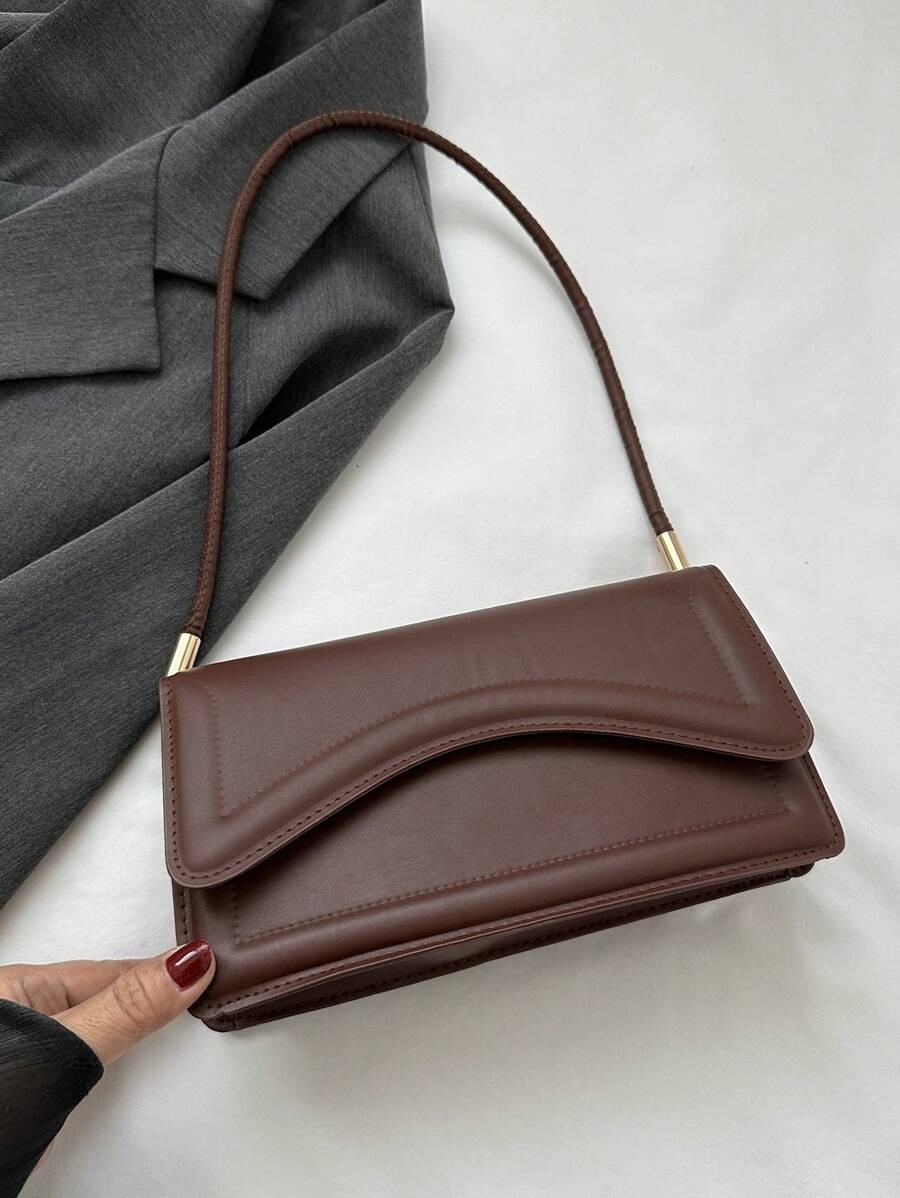 Vintage Asymmetrical Flap Shoulder Bag Women Elegant Old Money Square Tote