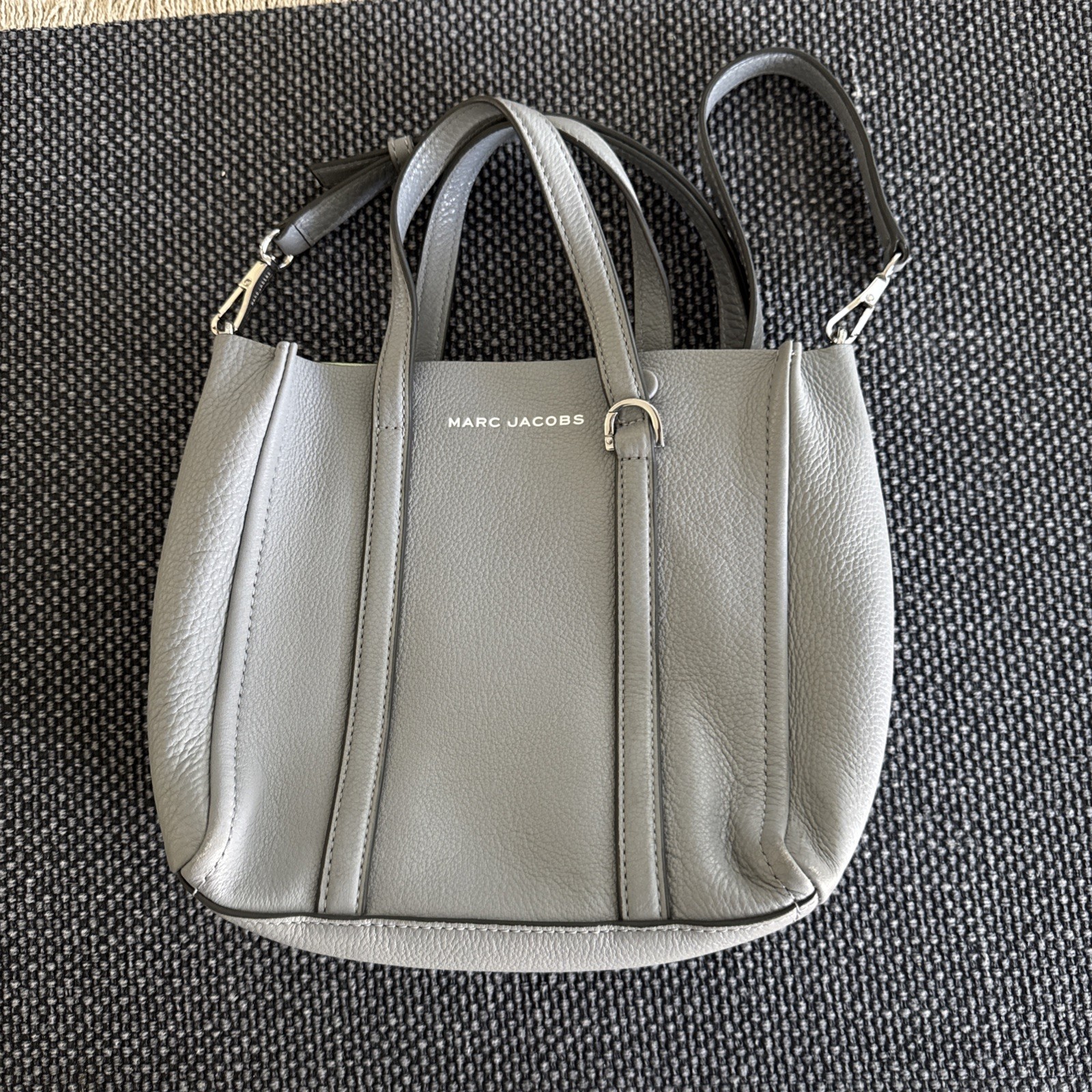 Marc Jacobs The Tag Tote Rock Grey Leather Bag NM