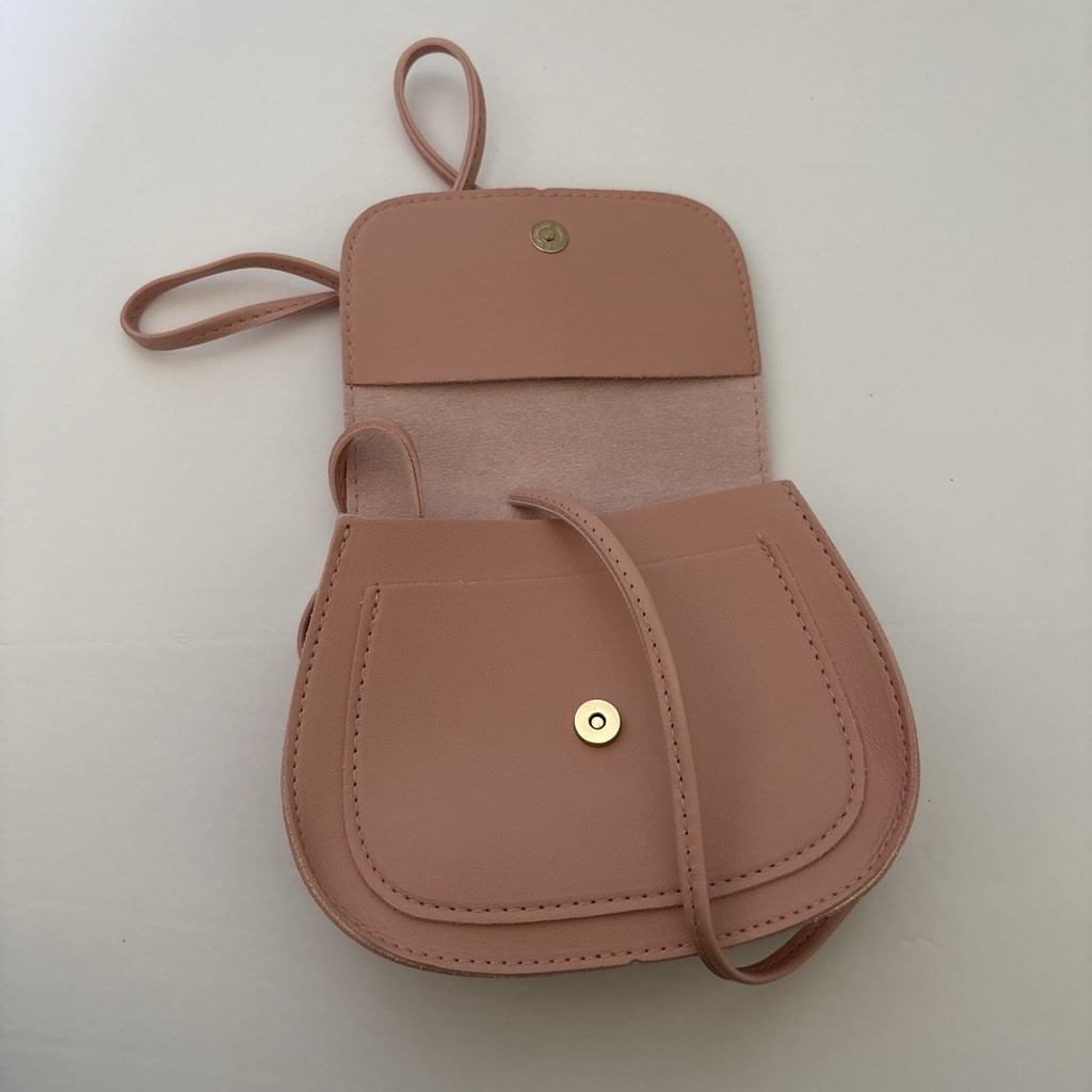Women’s Small Pink Saddle Crossbody Bag, Gold Hardware, Magnetic