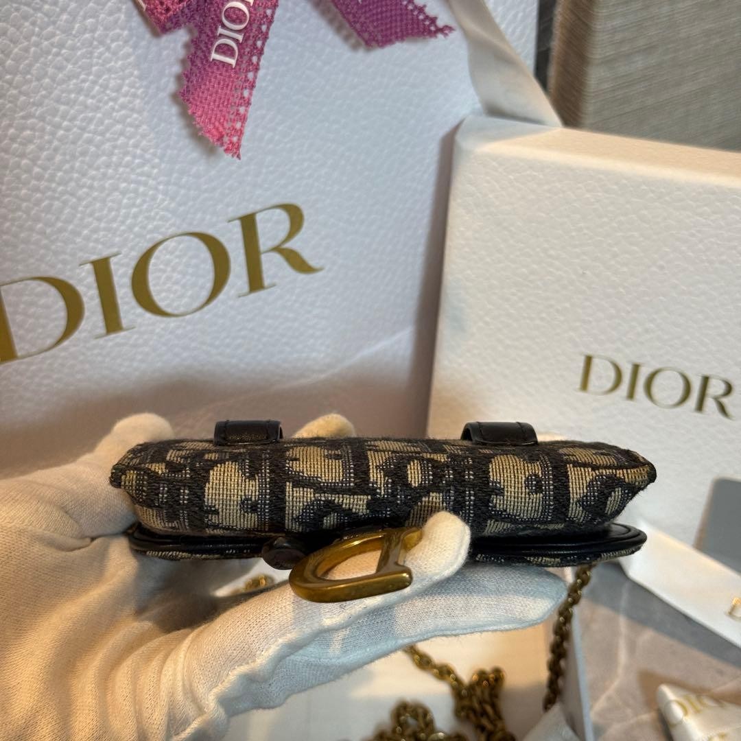 Christian Dior Saddle Chain Small Oblique Jacquard Shoulder Bag Women Pre-Owned