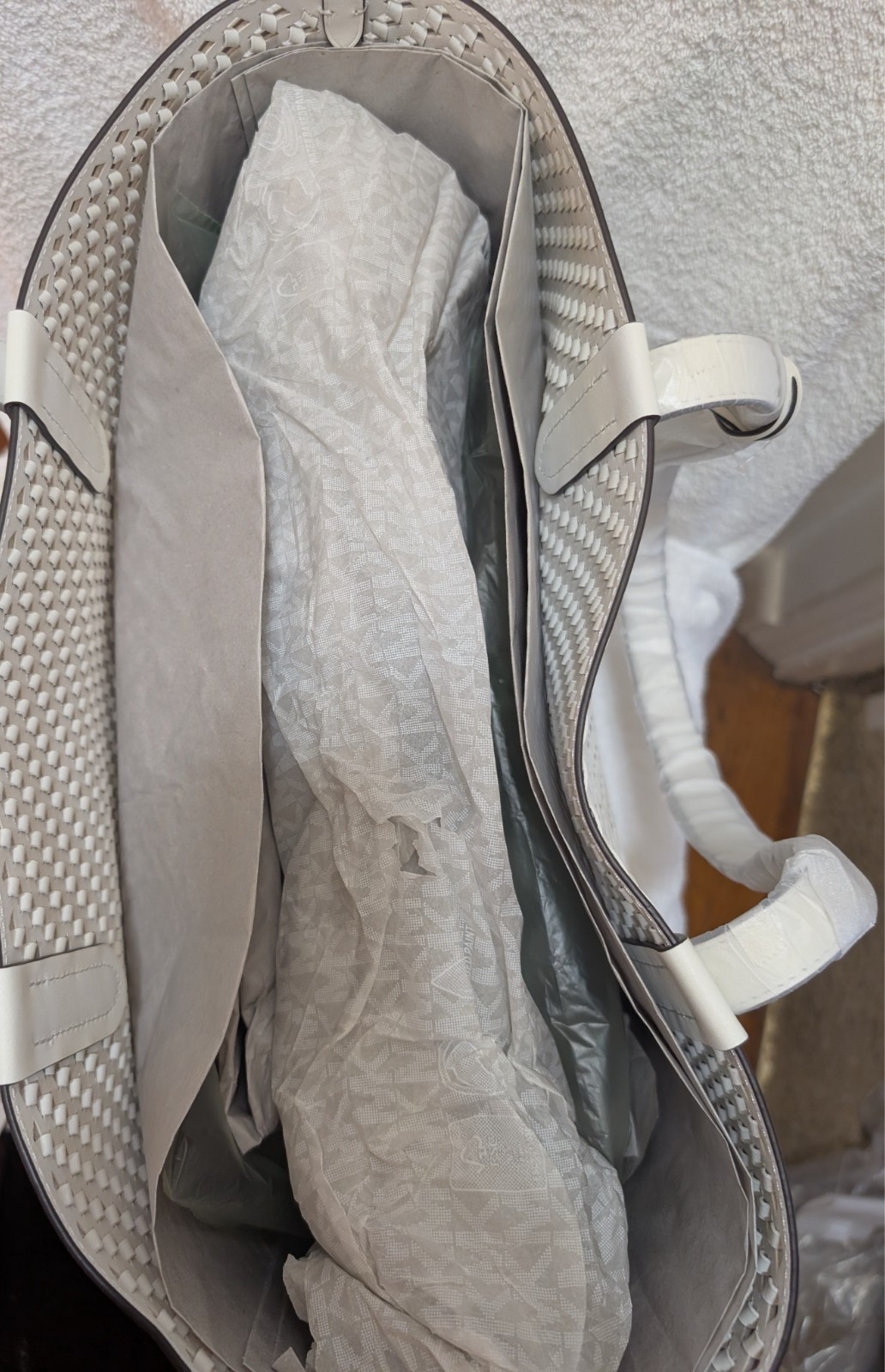 michael kors XL Tote Optic White handbag