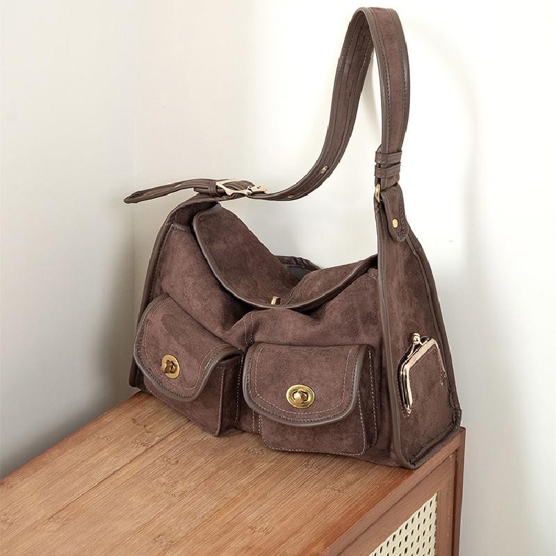 Casual Commuter Large Capacity Suede Pillow Bag Single Shoulder Crossbody Bag