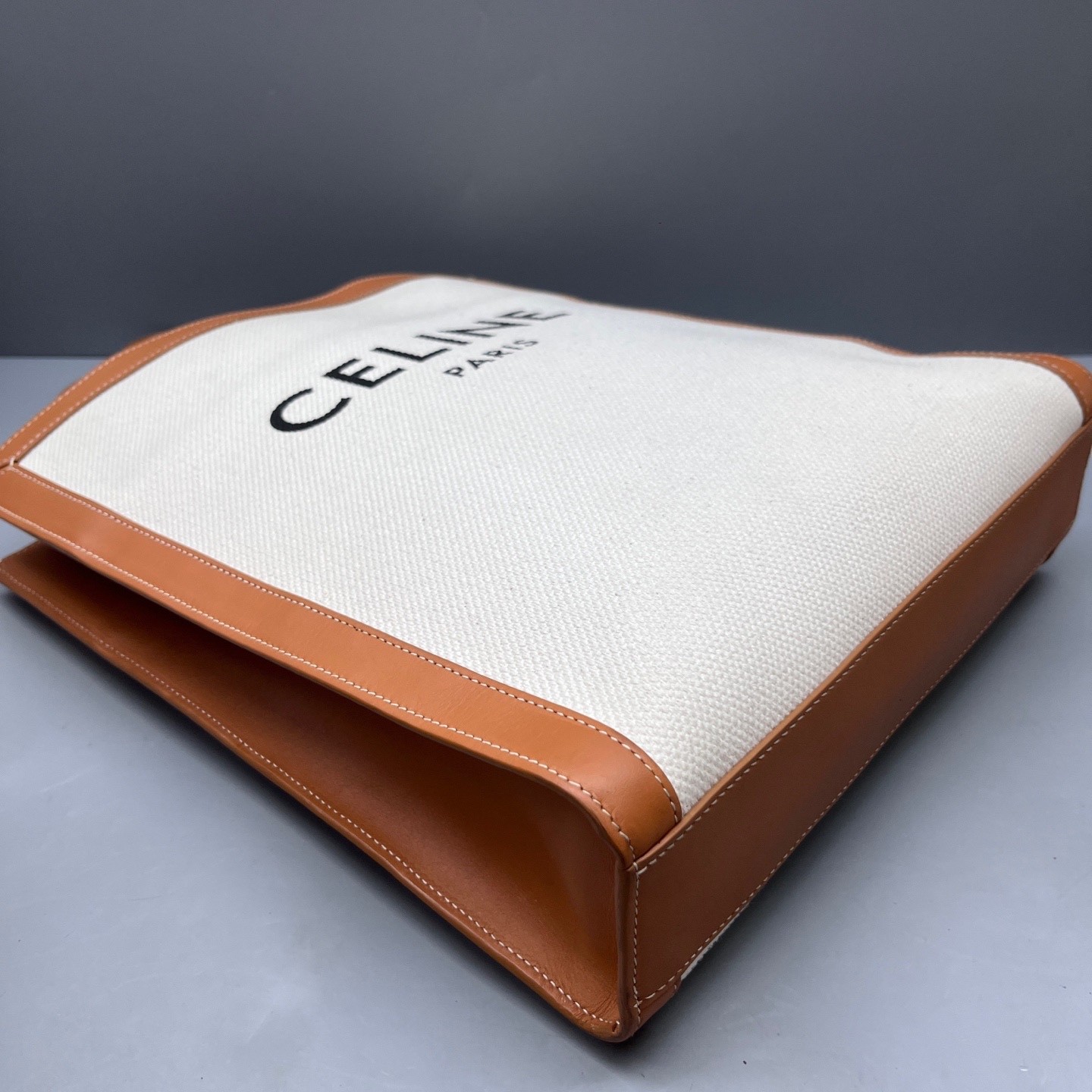 Celine Small Vertical Cabas White Brown Canvas (ws071526b9r)