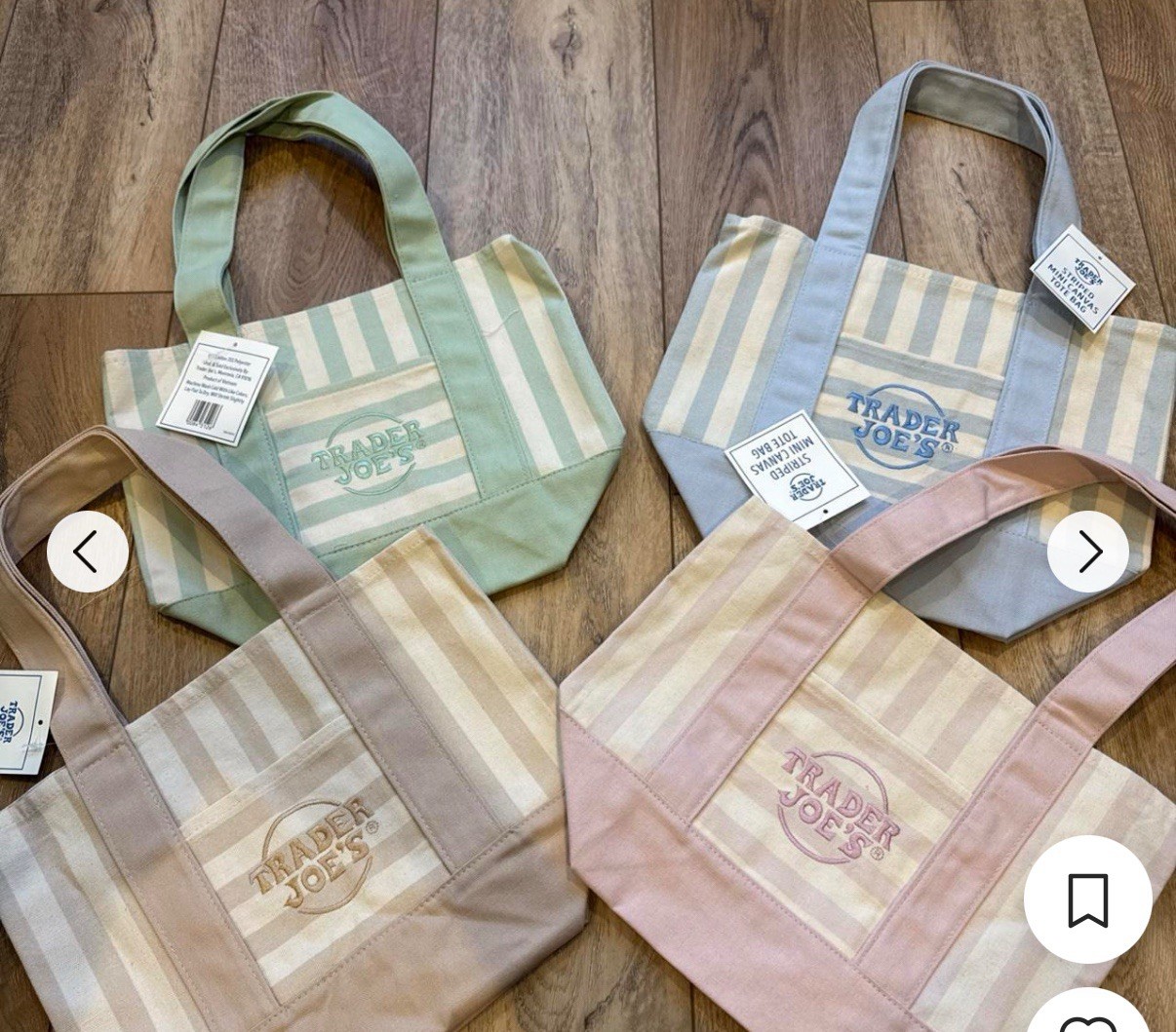 Trader Joe’s Mini Pastel Striped Canvas Tote Bag – Blue NWT