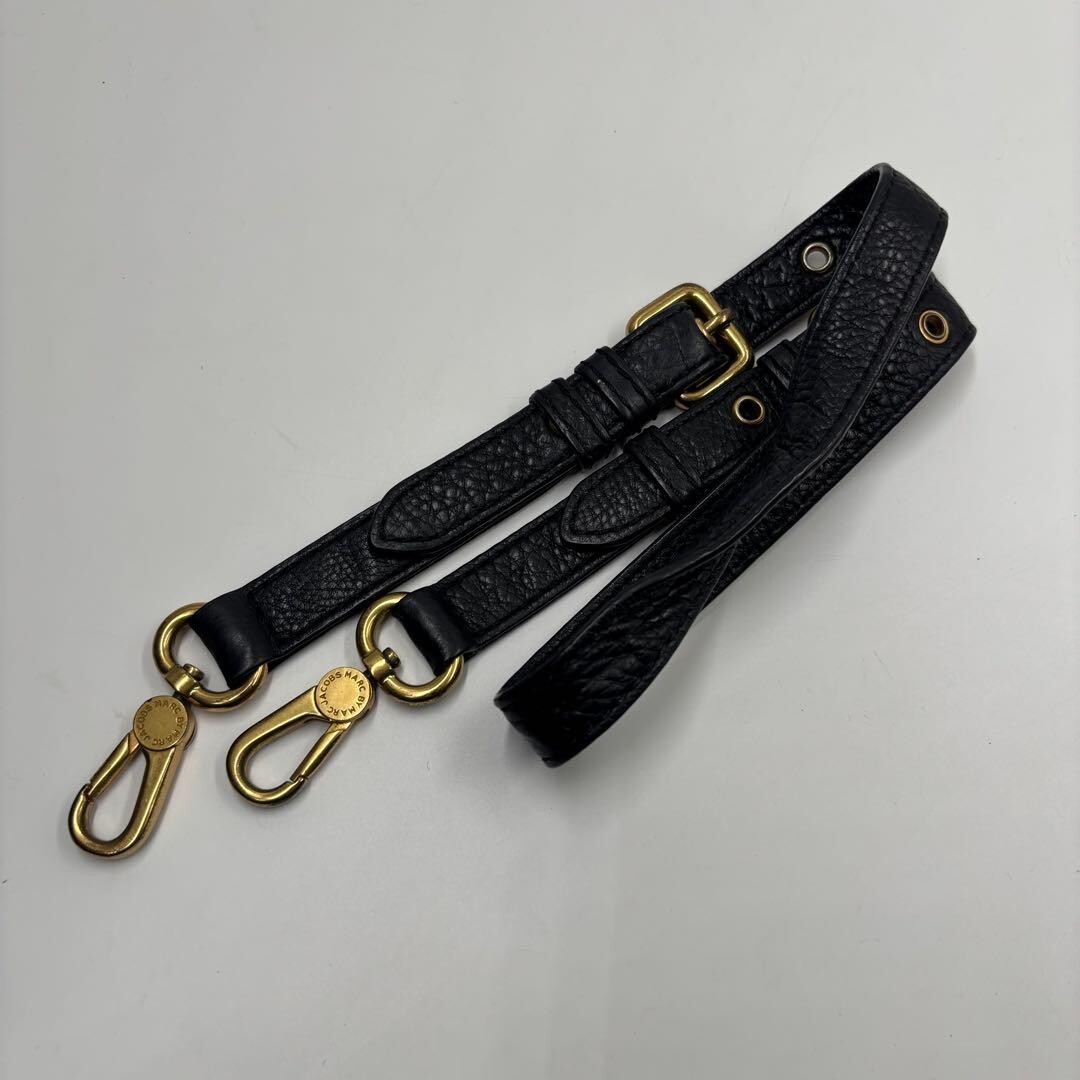 Marc by Marc Jacobs Q Fran Black Leather 2 Way Handbag Tote Bag Gold Logo Large