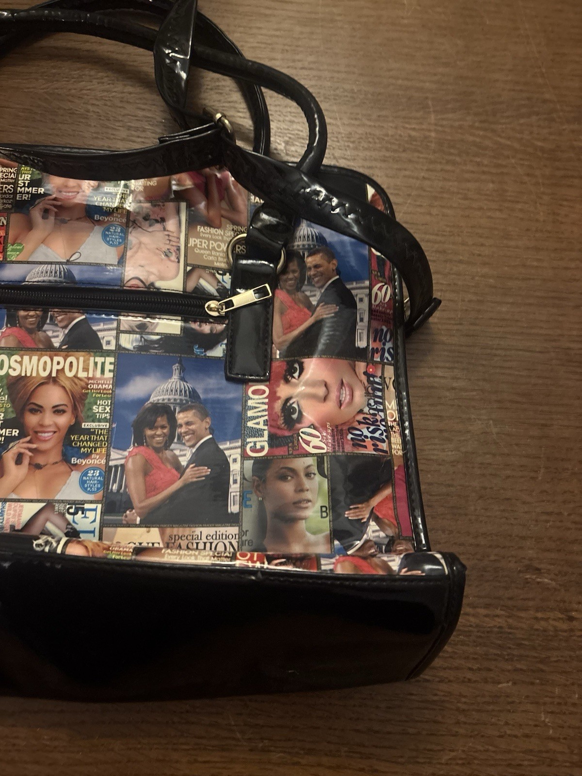 Michelle Barack Obama Glossy Magazine Collage Handbag 10×12” w/2 Handles & Strap