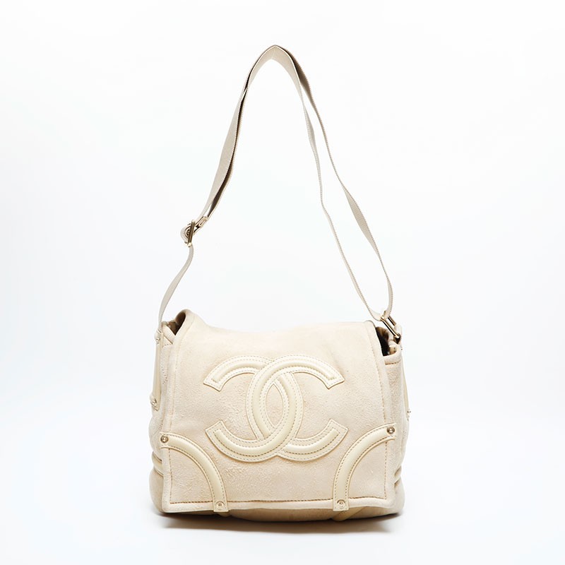 Authentic CHANEL 10 series 2005-2006 Suede COCO Mark Flap Chain Shoulder Bag…