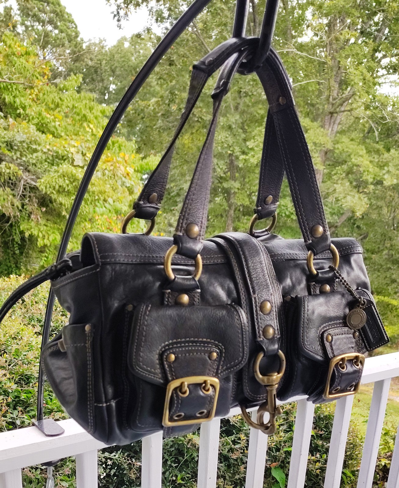 Coach MEDIUM 10330 65th Anniversary Mandy Vintage Black Leather Shoulder Bag