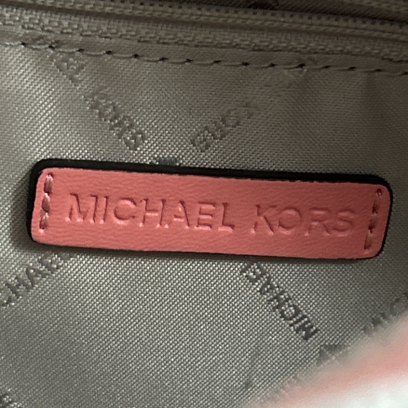 MICHAEL KORS Kenly Large Logo Crossbody Bag with Guitar Strap ~ Grapefruit