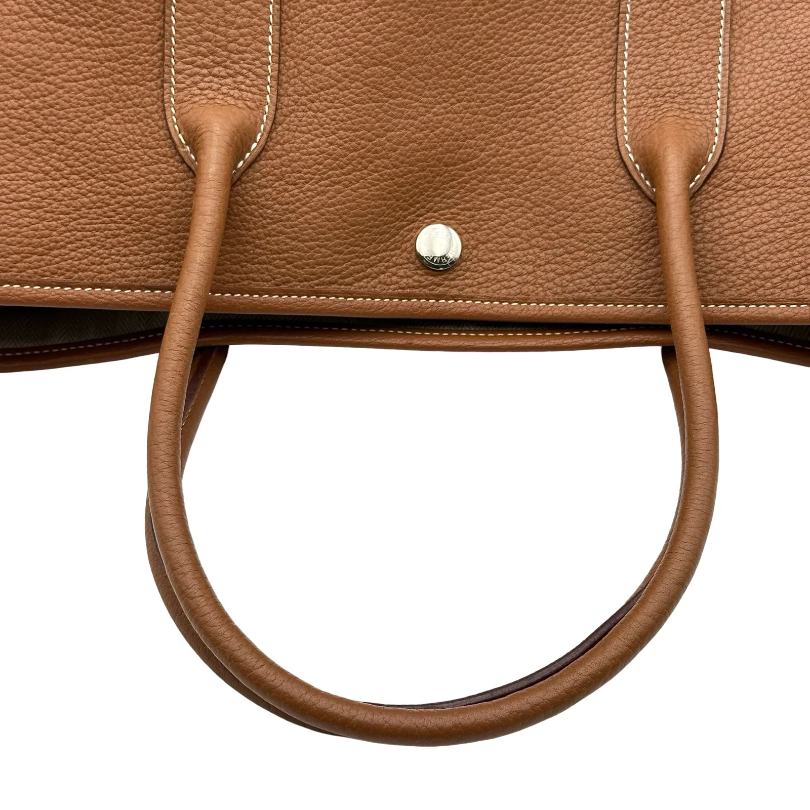 HERMES Garden Party PM Gold Negonda Leather Tote #OKB7911