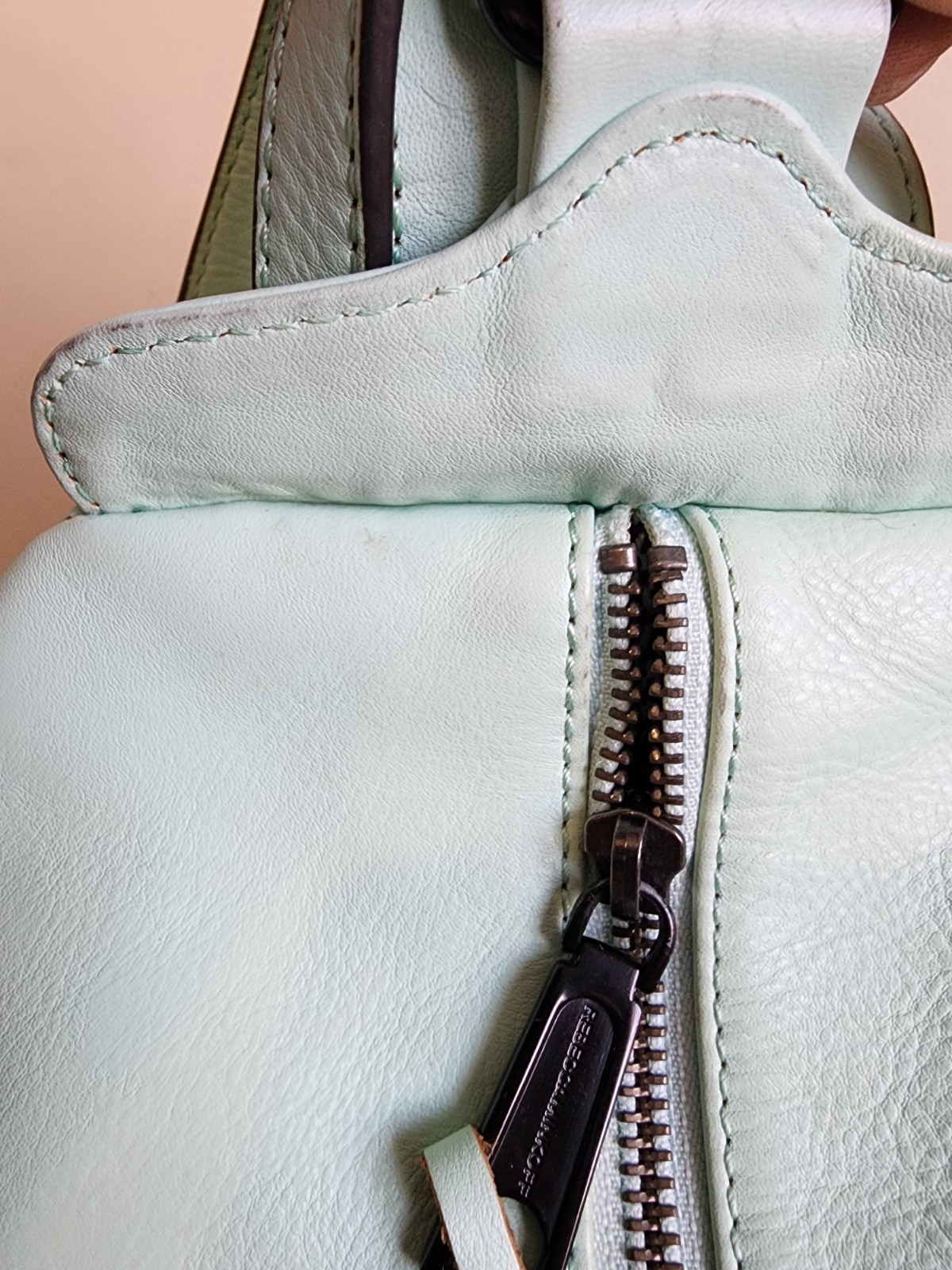Rebecca Minkoff Julian Backpack in Mint Smooth Leather