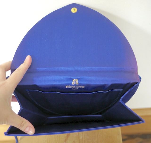 Vintage Sidonie Larizzi Paris Electric Blue Leather Ruched Prom Cocktail Purse