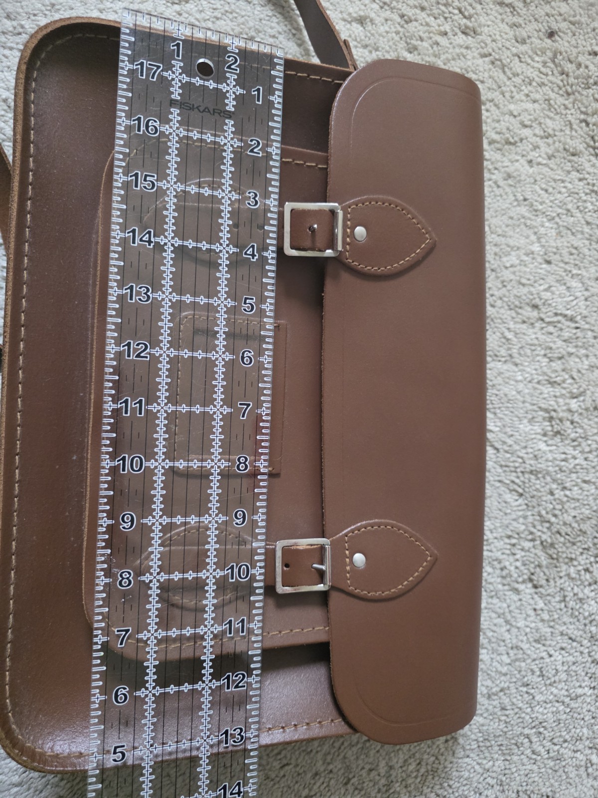 Cambridge Satchel Co Double Buckle Chestnut Brown Leather Crossbody Bag