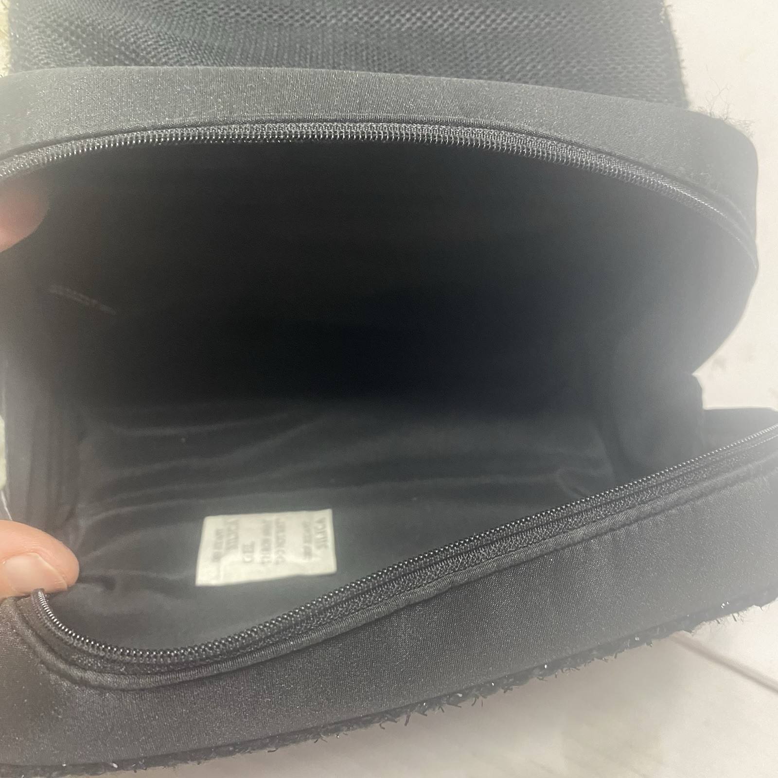 CHANEL Parfume Perfume Make Up Toiletry Logo Zip Up Black Bag W Box