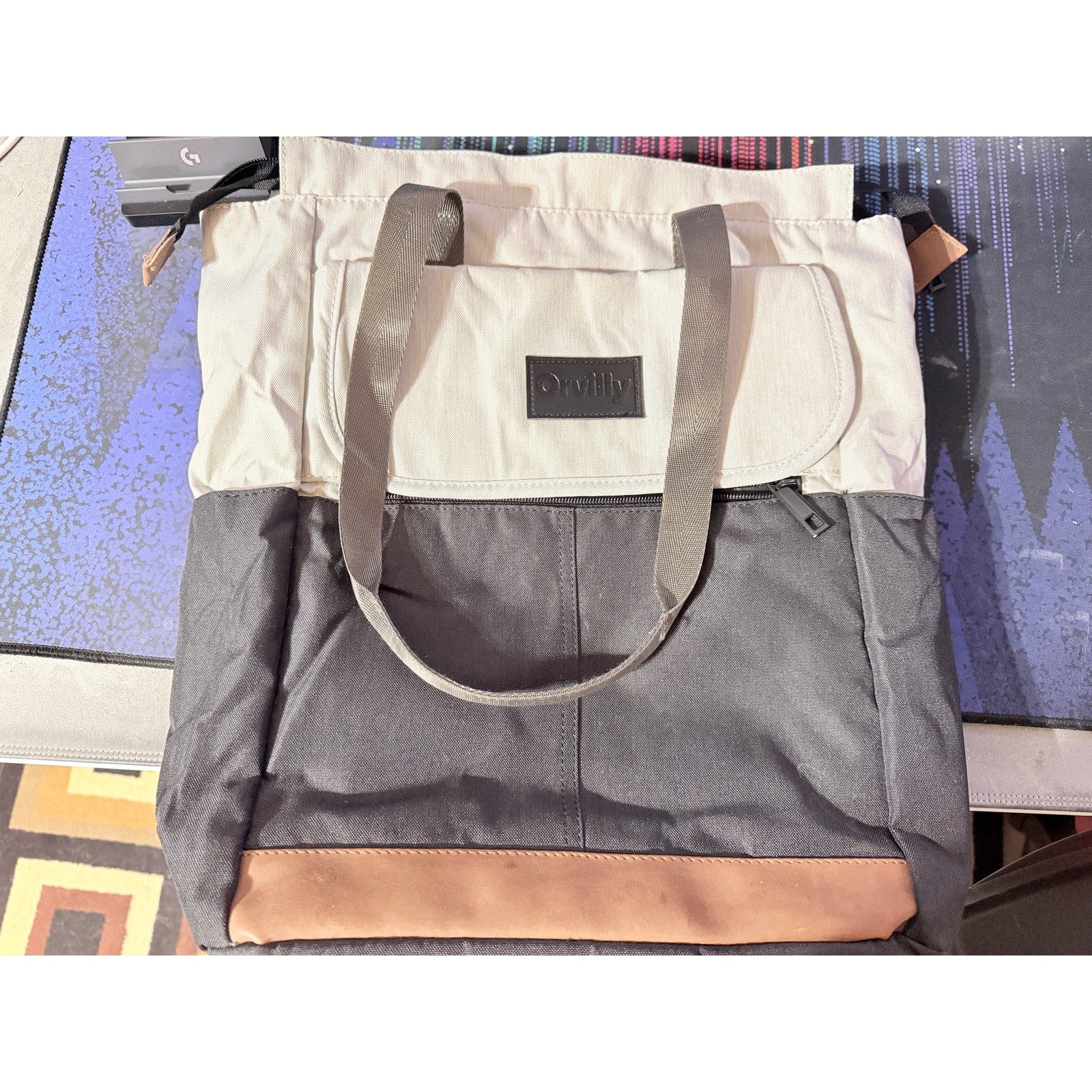 Orvilly 2-in-1 Backpack Tote Bag with USB Charging Port – Gray & Black