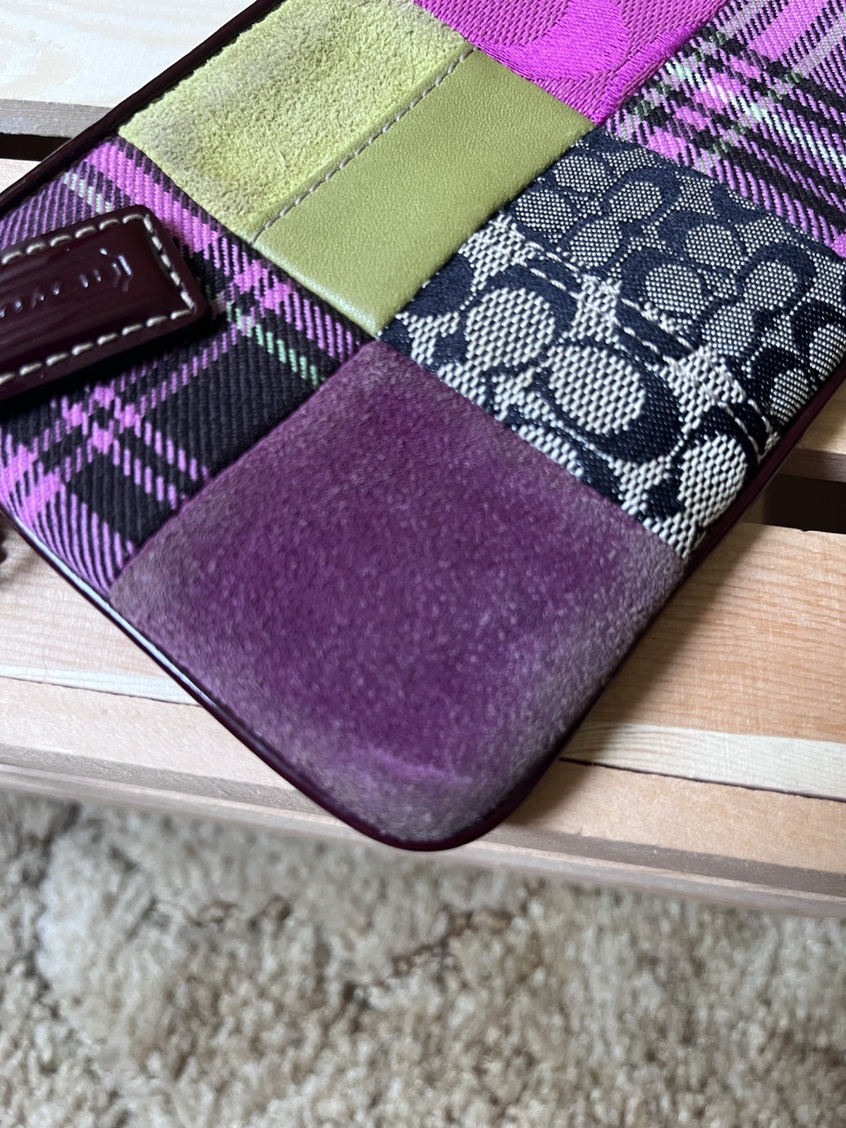 Coach Holiday 2005 Patchwork Signature Jacquard Leather Wristlet Y2K Archive