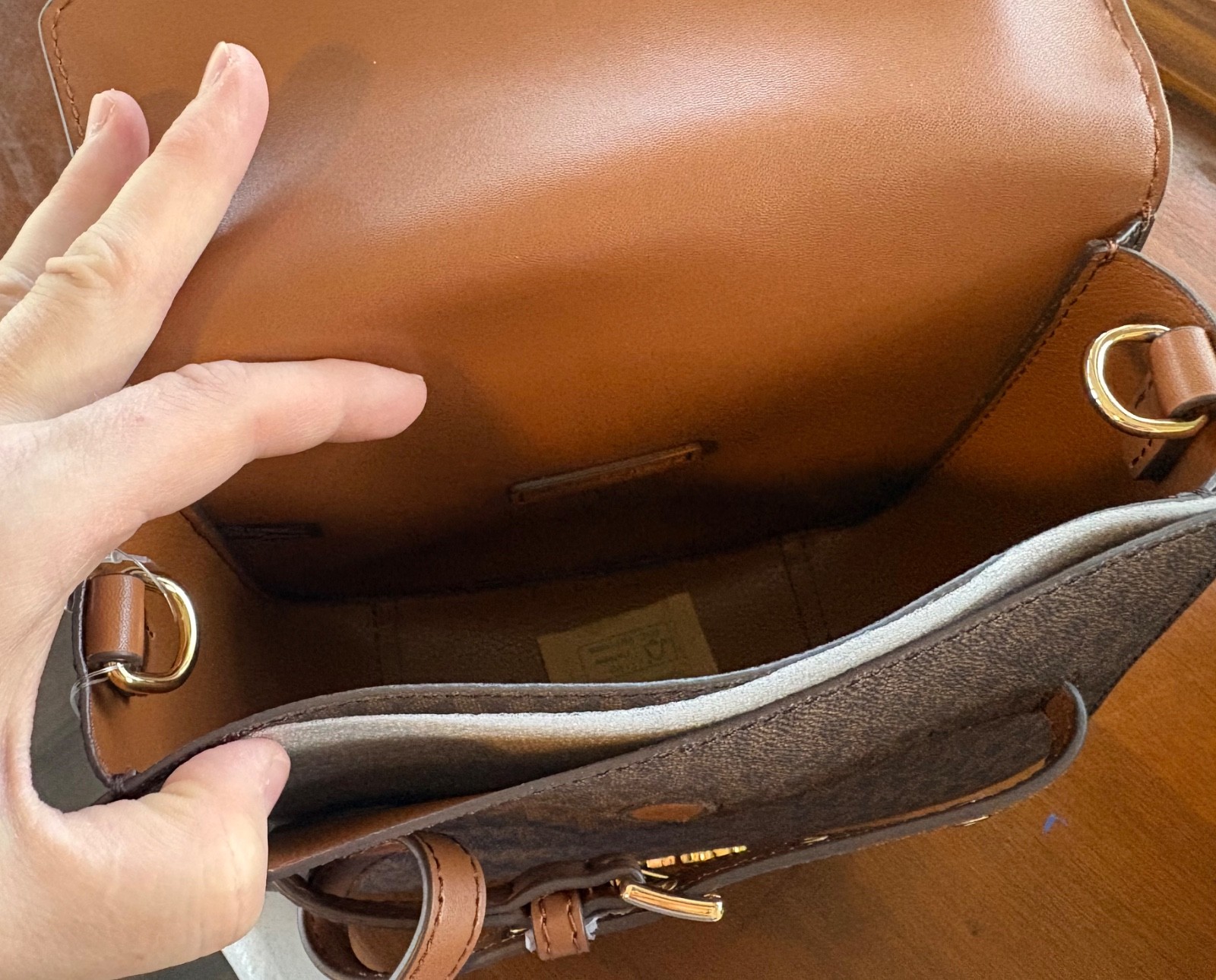 Michael Kors Emilia Small Saddle Crossbody Bag – Brown – Women’s Handbag