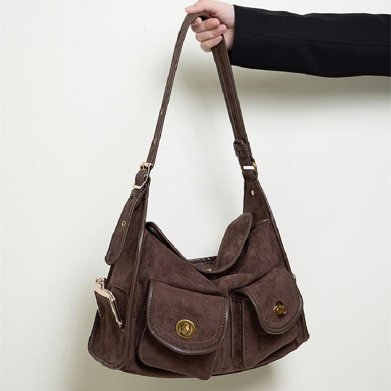 Casual Commuter Large Capacity Suede Pillow Bag Single Shoulder Crossbody Bag
