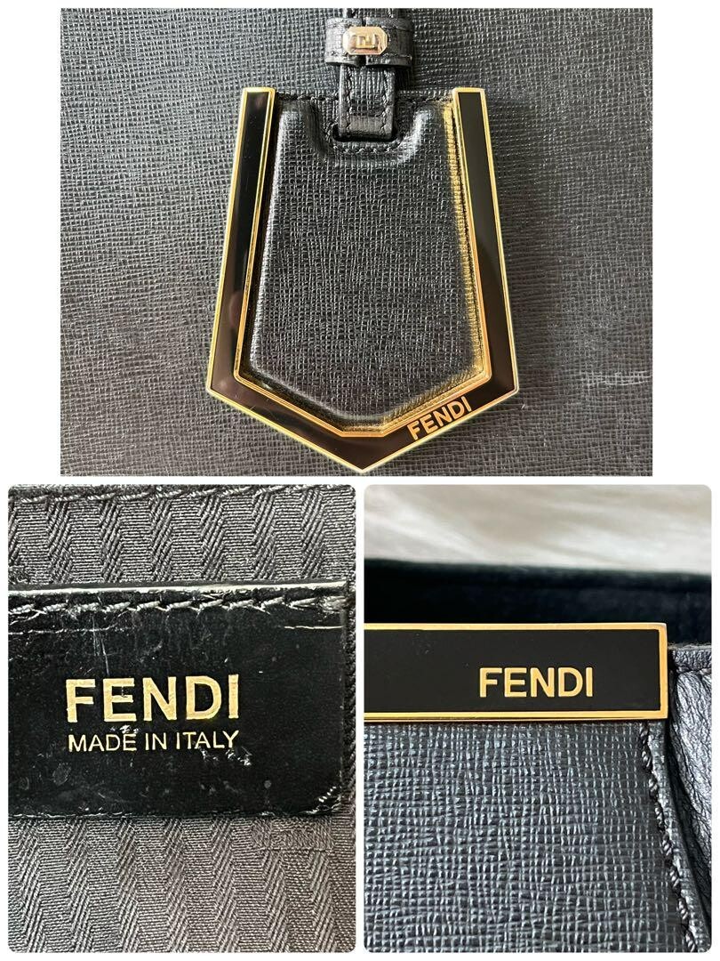 FENDI 2Jours 2-way Hand Bag Shoulder Bag Leather Black Authentic Used