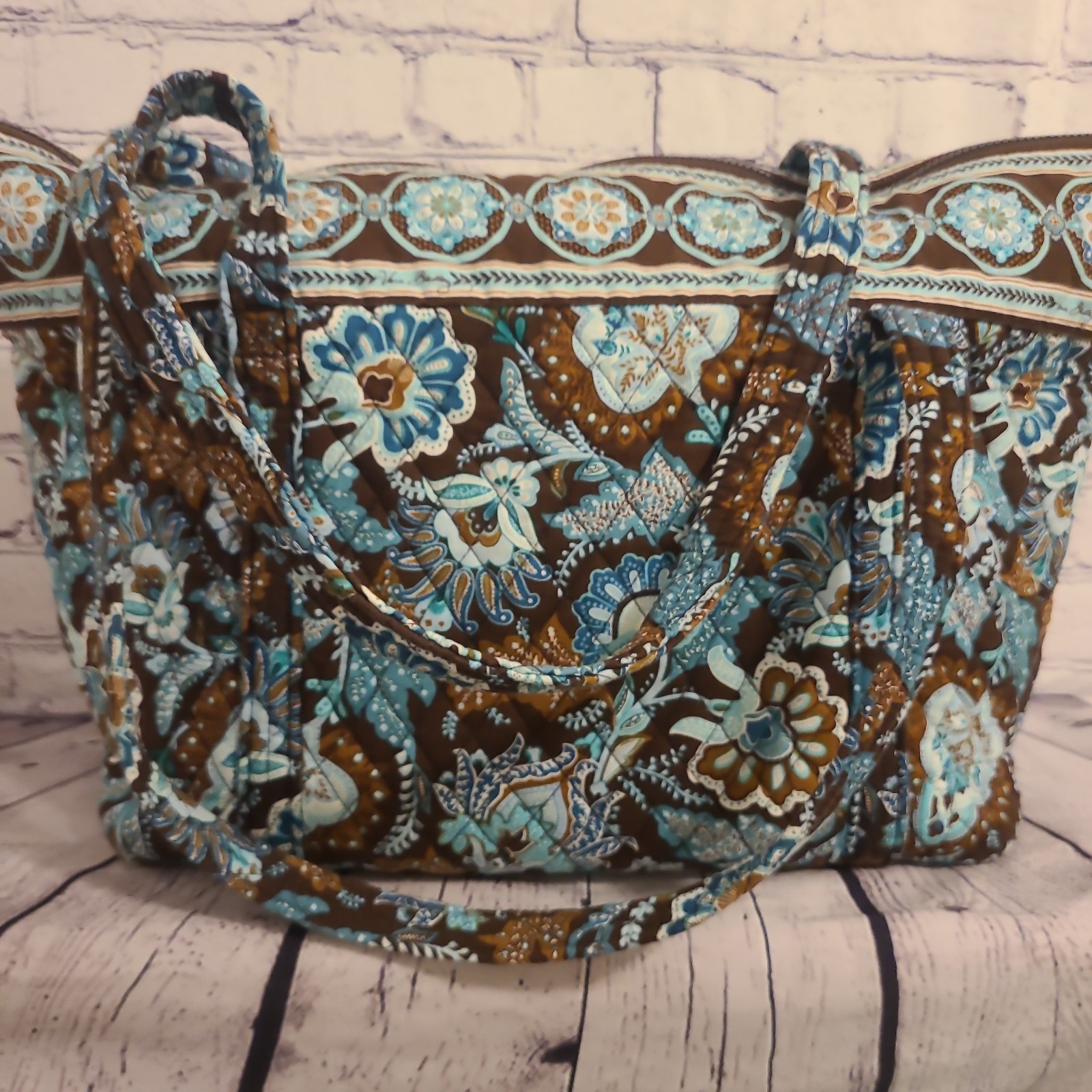 Vera Bradley Toggle Tote Shoulder Bag Java Blue Retired Rare Discontinued New