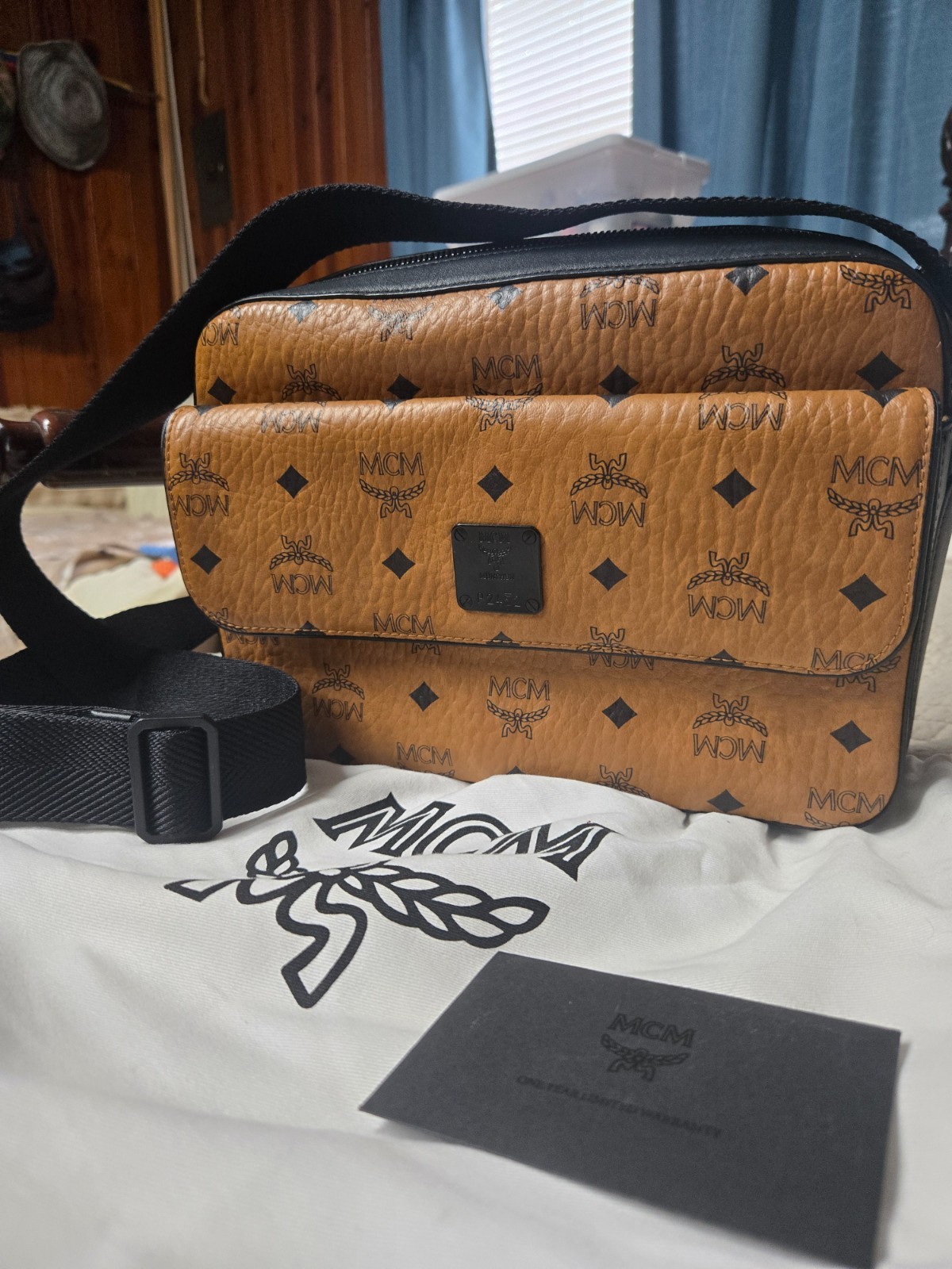 Authentic MCM Visetos Crossbody/Shoulder Bag in the iconic Cognac