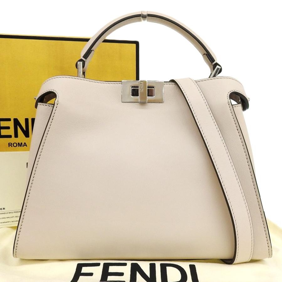FENDI Bag: Peekaboo Iconic Essentially 8BN302 Cream W26.5H21D12.5cm w/strap;