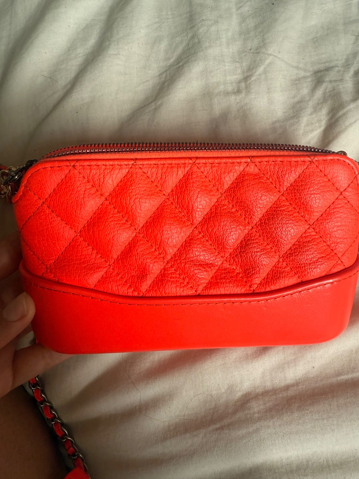 Chanel Gabrielle Quilted Lambskin Clutch with Gold and Silver Chain