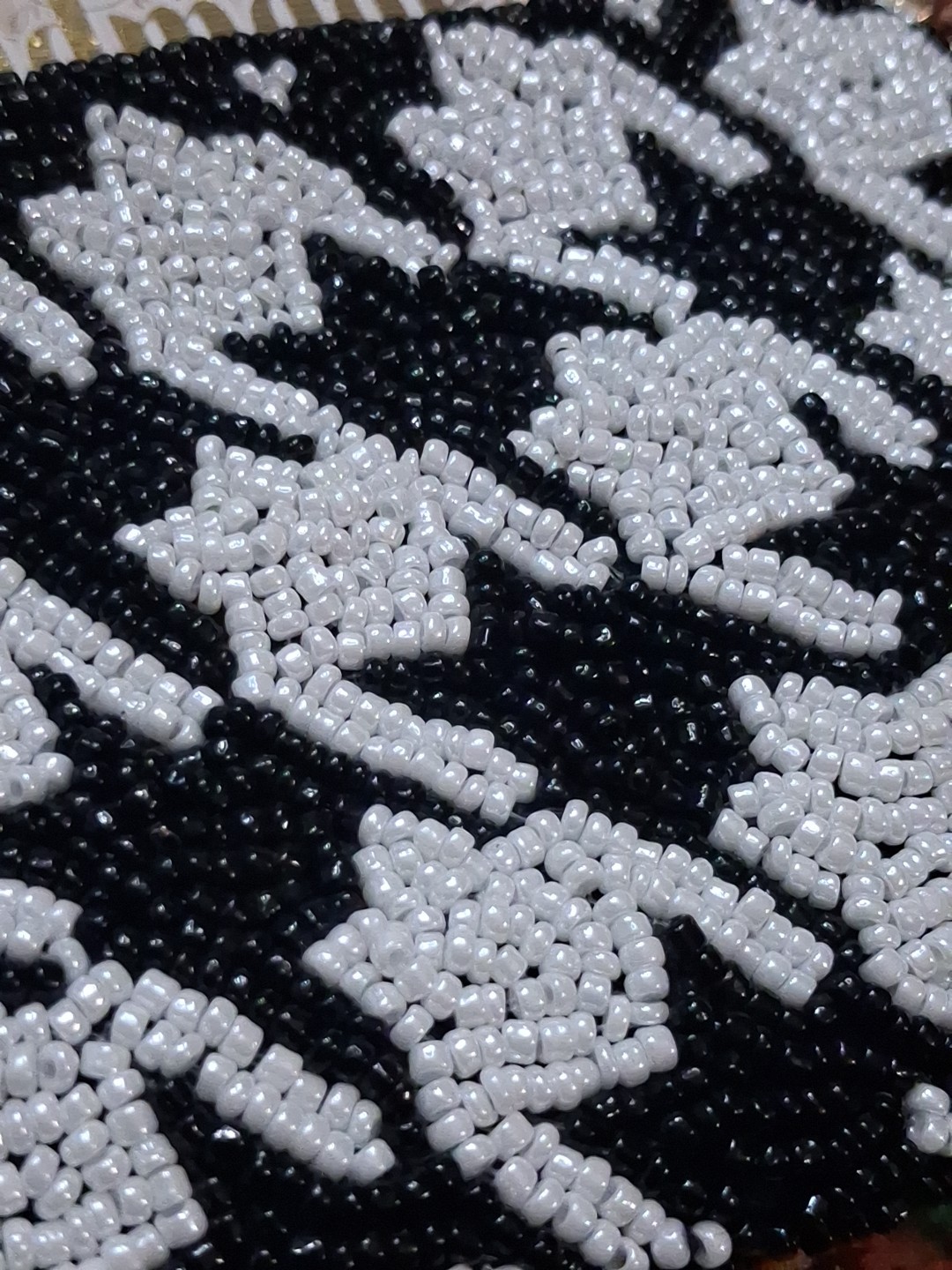 New Made In India Beaded Clutch Bag 7.75”X 5”Black/White
