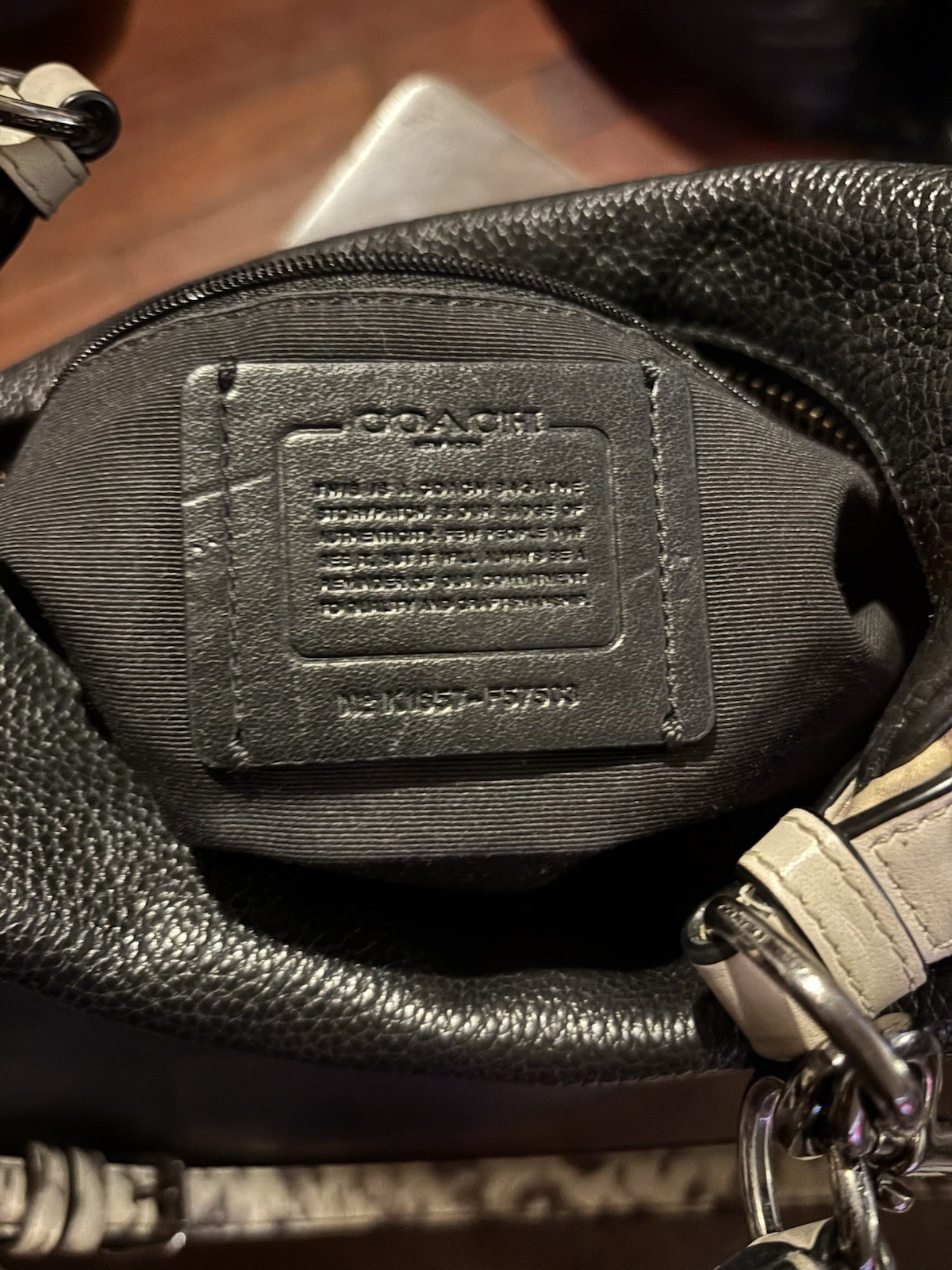 Coach Black Shoulder Bag Animal Print Trim Zip + Wristlet