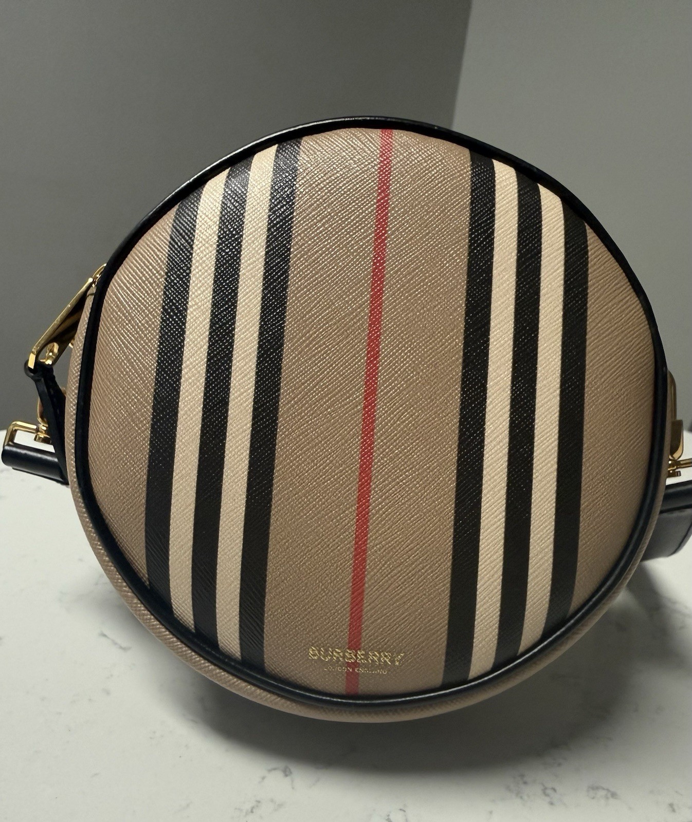 Burberry Louise Round Bag Icon Stripe E-Canvas