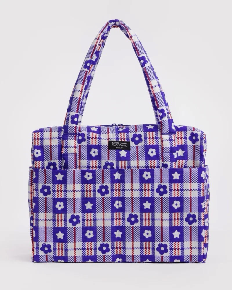 Baggu x Sandy Liang Cloud Carry On Bag in Flower Market Plaid