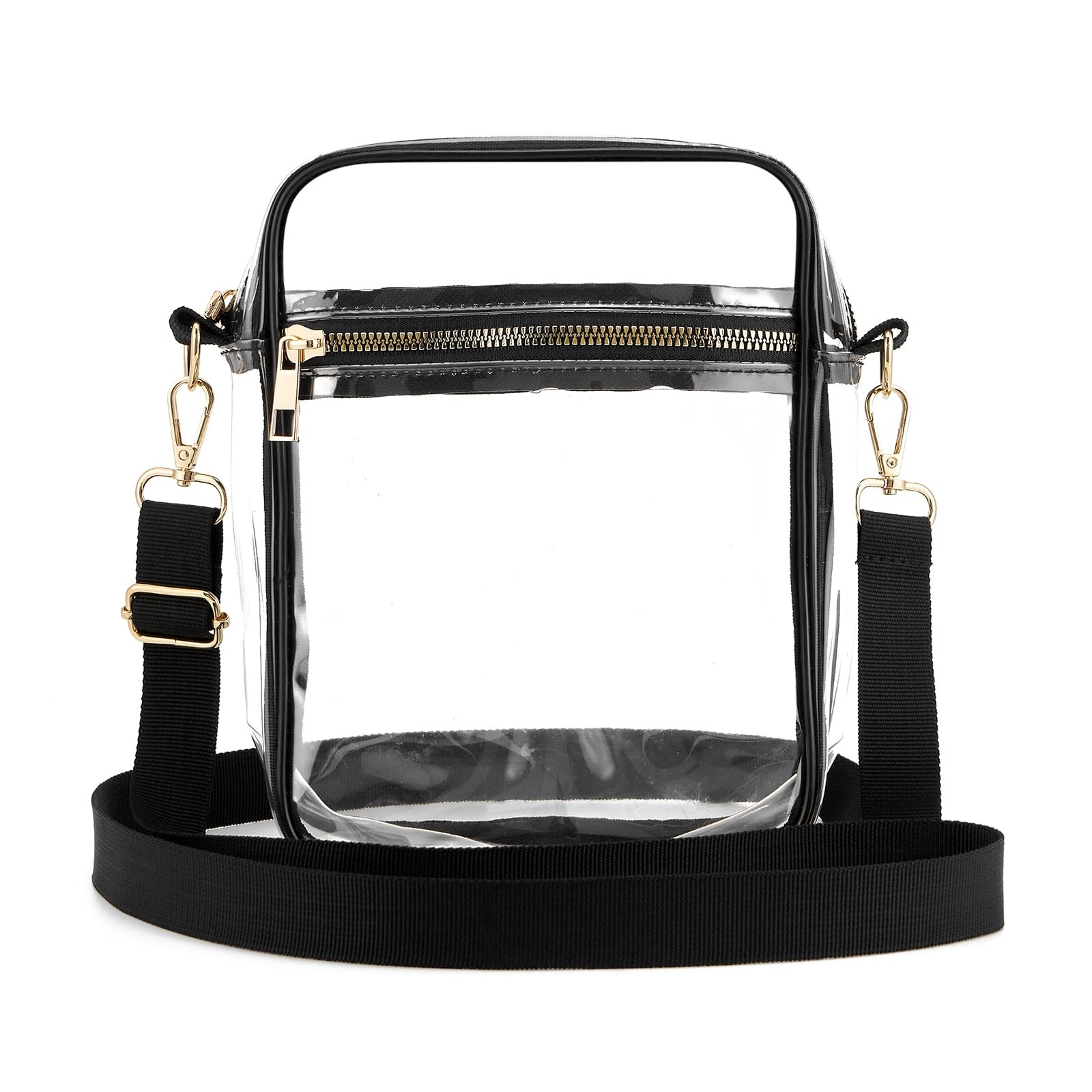 WEIMZC Clear Crossbody Bag Stadium 8.86″ x 6.9″ x 2.75″, Black