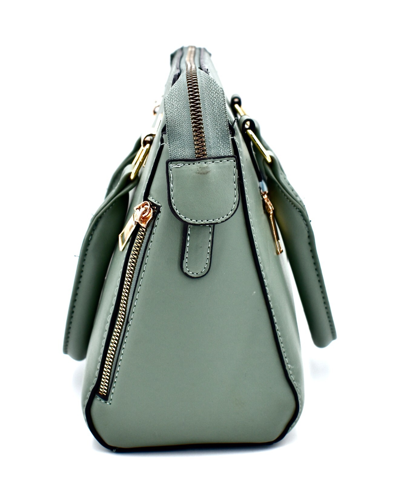 Floral Satchel Handbag,Green,Pu Leather, Double Straps,Shoulder Strap,Embroidery