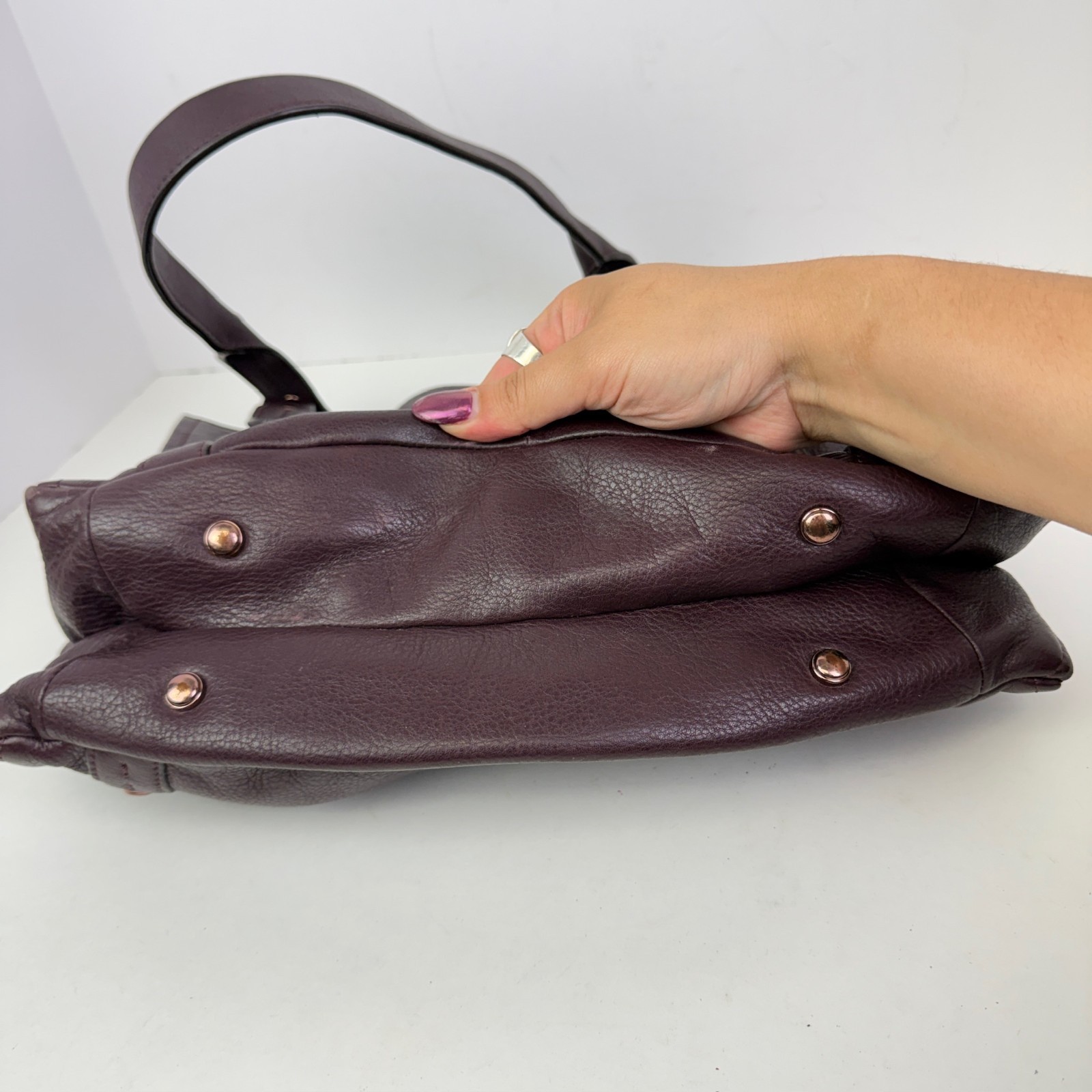 B Makowsky Burgundy Purple Large Hobo Purse Handbag Genuine Leather Slouchy EUC