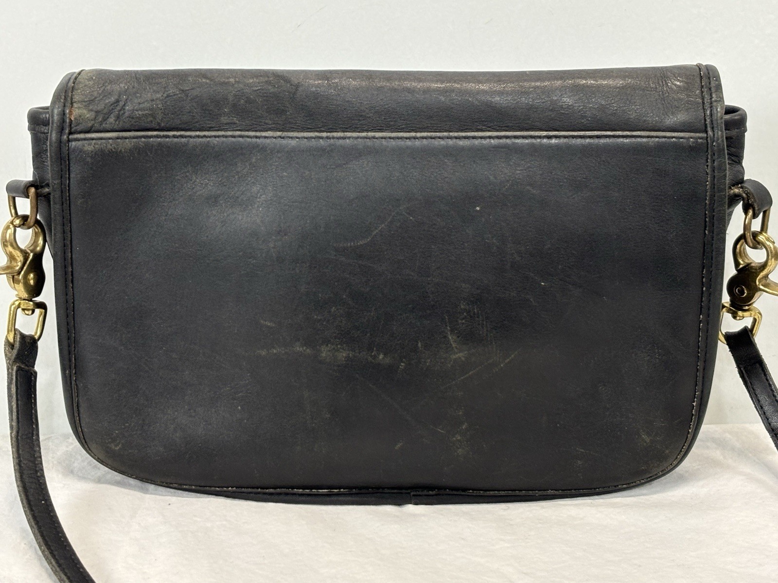 Vintage Coach Convertible Clutch 9635 Faded Black Bag Loved Leather Like NYC