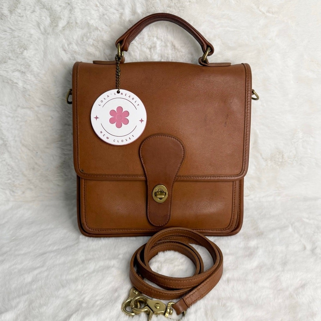 Vintage Coach 5130 Project Station British Tan Leather Crossbody Bag Purse