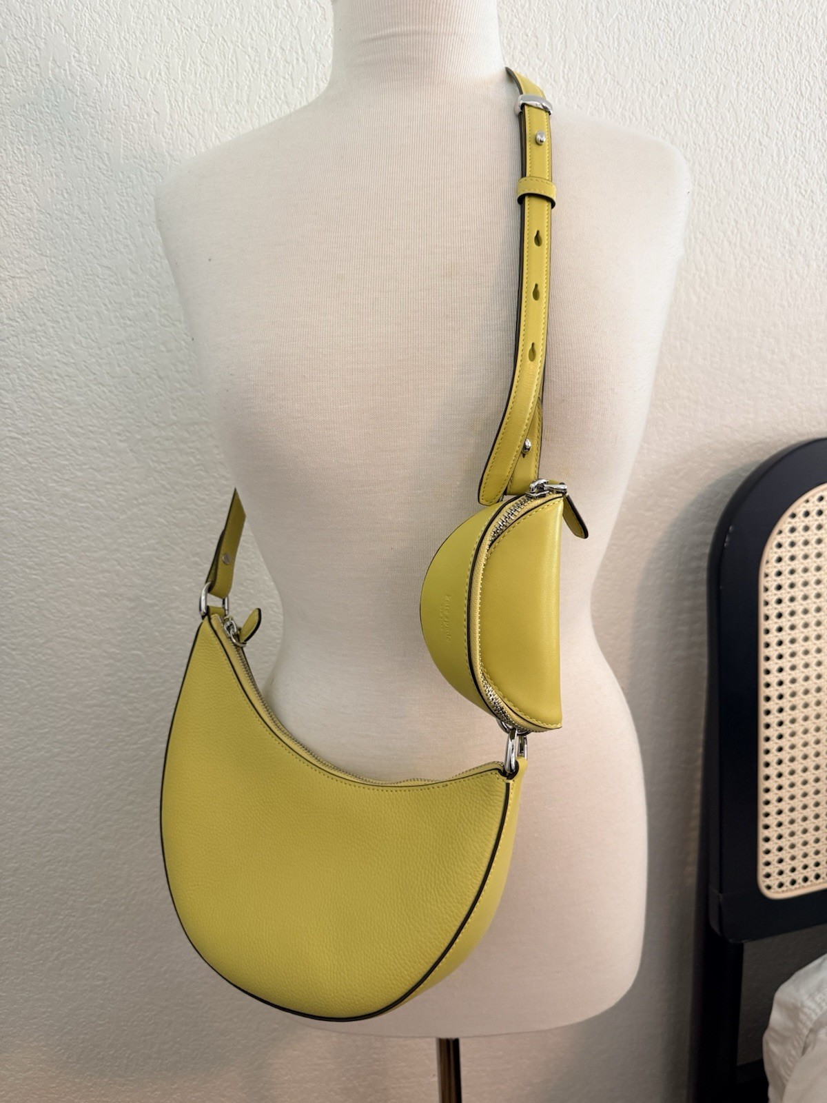 Kate Spade NY Duo Pebbled Leather Crossbody Lime Slice NWOT